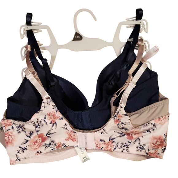 Laura Ashley NWT 3pk Comfort push‎ up underwire support T-shirt bras 34C - Picture 2 of 9